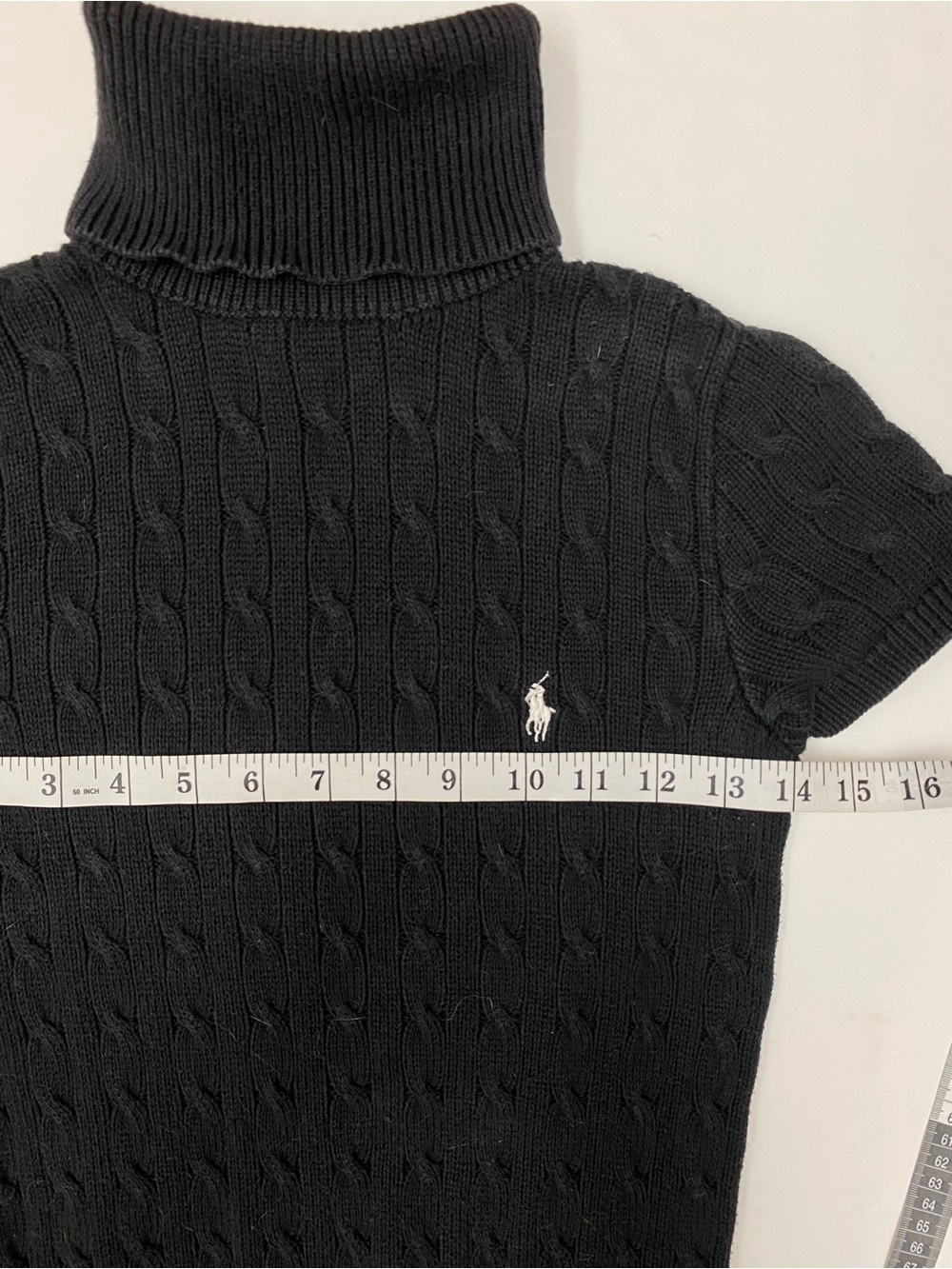 Ralph Lauren Sport Black Cable-Knit Short Sleeve Turtleneck - Picture 2 of 4